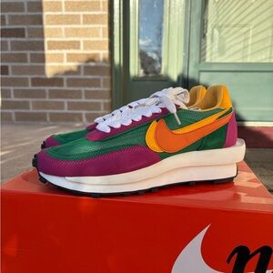Nike x Sacai LD Waffle Pine Green/ Purple Red Men Size 8.5 US